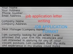 the job application letter is written in red and blue on top of a piece of paper