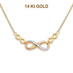 Item Specifications: Metal Type: 14K Two Tone GoldMetal Stamp or Hallmark: 14K Chain Length: 17 InchExtension Length: 1 InchClasp Type: Spring Ring Gold Infinity Necklace, Infinity Necklace Gold, Light Chain, Cz Rings Engagement, Infinity Necklace, Butterfly Ring, Thumb Rings, Spring Rings, Chain Length