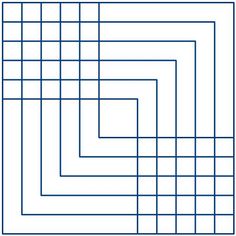 a blue square with squares in the middle and one line at the bottom, on a white background