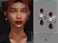 ruby statement earrings by tsr for the simssible life 3d figure creation studio