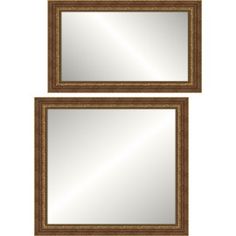 two framed mirrors are shown against a white background, one is brown and the other is gold