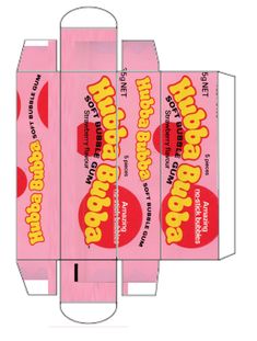 an open pink box with candy on the front and side, showing the inside of it