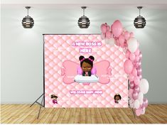 "**BACKDROP ONLY** **This product is customizable.  Add first OR last Name** Add a custom designed backdrop to your birthday, wedding, event, Photo Booth.  This custom backdrop will be an awesome addition to your photo booth or just additional decoration. .: Multiple sizes 51 x 60 in (4'3\" x 5'0\") 68 x 80 in (5'8\" x 6'8\") 88 x 104 in (7'4\" x 8'8\") High quality durable print will last for many years to come. .: Backdrop only, no poles/stands/balloons .: No pole pockets/grommets .: 100% Poly Baby Backdrop, Boss Baby, Baby Shower Backdrop, Baby Shower Banner, Custom Backdrop, Girl Baby Shower, Pink Girl, Photo Booth, Baby Girl