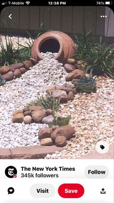 a garden with rocks and plants in it