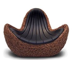 an unusual chair made out of woven material