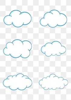 four different clouds on a transparent background