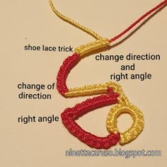 the instructions for how to make a crochet necklace with two different types of yarn