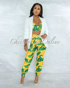 Chic Couture Online, Green Leaf Print, Printed Joggers