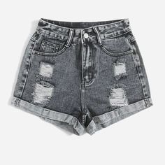 Shein Roll-Up Ripped Denim Shorts. Gray Wash. Size Xs/Us 2. Brand New And Never Worn. Really Nice Material. Shein Shorts, Ripped Jean Shorts, Ripped Denim Shorts, Black Jean Shorts, Ripped Shorts, Black Ripped Jeans, Maternity Shorts, High Waisted Jean Shorts, Jeans For Short Women