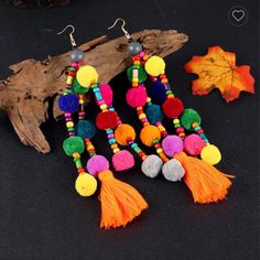 Beautiful Quality Boho Big Beaded Southwest Earrings I Ship Fast And Well Packaged. 5 Available Multicolor Beaded Earrings With Latkans As Gift, Multicolor Beaded Tassel Earrings As Gift, Festive Multicolor Beaded Earrings With Ear Wire, Multicolor Tassel Earrings With Dangling Beads As A Gift, Festival Multicolor Tassel Earrings With Colorful Beads, Bohemian Multicolor Tassel Earrings For Festive Occasions, Multicolor Tassel Earrings With Round Beads, Festive Multicolor Tassel Earrings, Festive Multicolor Beaded Earrings With Latkans