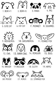 an image of some animals that are in the shape of letters and numbers on a white background