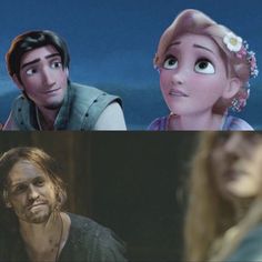 the same scene as seen in disney's frozen princess and tangled tale, with one man