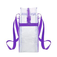 clear stadium bag purple Clear Pvc Bags For Daily Use, Clear Rectangular Bag With Zipper Closure, Daily Use Clear Pvc Bags, School Bag With Clear Plastic Strap, Nylon Bag With Clear Strap For Daily Use, School Tote Bag With Clear Strap, Rectangular Clear Bag With Zipper Pouch, Clear Rectangular Bags With Zipper Pouch, Clear Rectangular Bag With Zipper Pouch