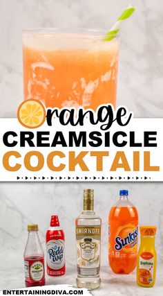 orange creamsice cocktail recipe with ingredients to make it