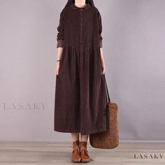 Lasaky - Luxurious Long-Sleeve Maxi Dress for Women Maxi Dress With Long Sleeves, Winter Blouses, Maxi Dress For Women, Long Sleeve Wrap Dress, Dress With Long Sleeves, Vintage Maxi Dress, Cotton Maxi, Maxi Dress Cotton, Long Sleeve Maxi