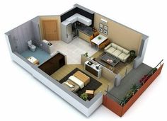 the floor plan of a two bedroom apartment with an attached kitchen and living room area