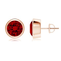 Lab-Grown Classic Round Ruby Solitaire Stud Earrings Round Lab-created Ruby Earrings With Prong Setting, Rose Gold Ruby Round Earrings, Brilliant Cut Ruby Round Earrings, Ruby Gemstone Round Earrings, Red Ruby Round Diamond Earrings, Solitaire Studs, Ruby Earrings, Shine Bright, Lab