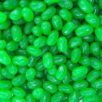 close up view of green candy beans