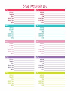 a printable e - mail password log