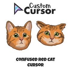 two orange cats with green eyes and the caption confused red cat cusor