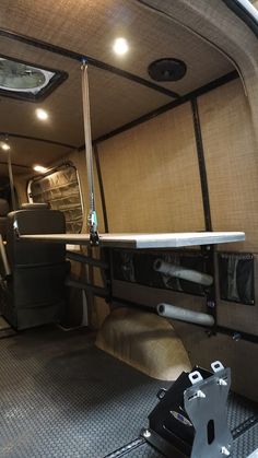 the inside of an rv with its door open