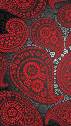 a red and black paisley pattern is shown