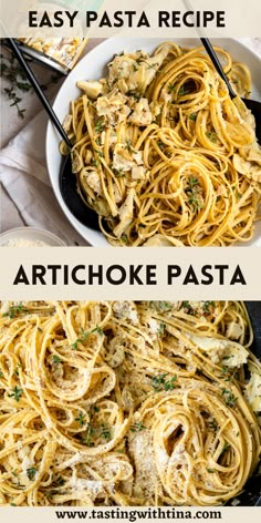 two pictures showing different types of pasta