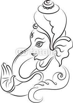 the face of lord ganesha in black and white