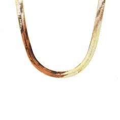 Thick Herringbone Necklace Made of 18K Gold Plated Brass Measures 16" Classic Gold Necklace With Snake Chain, Gold-tone Tarnish Resistant Snake Chain Necklaces, Formal Clavicle Snake Chain Necklace, Elegant 16 Inch Snake Chain Necklace, Formal Gold Herringbone Necklace With Adjustable Chain, Gold Snake Chain Clavicle Choker, Gold Plated Snake Chain Choker, Gold Snake Chain Necklace 16 Inch, Gold Clavicle Snake Chain Choker