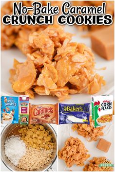 no - bake caramel crunch cookies are an easy snack for kids and adults