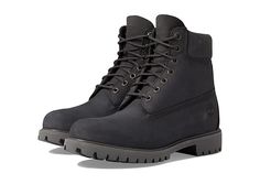 Timberland 6 Inch Premium Boot - Men's Boots : Dark Grey Nubuck : Take on the busy workday while keeping your feet dry and comfortable in the Timberland 6 Inch Premium Boot. Tradtitional lace-up closure offers a secure fit. Premium full-grain and nubuck leather upper. Round toe silhouette. Padded collar for a comfortable fit around the ankle. 400 grams of PrimaLoft insulation. ReBOTL fabric lining containing at least 50% recycled plastic. Anti-fatigue removable footbed. Seam-sealed waterproof co Classic Lace-up Boots For Outdoor Activities, Classic Lace-up Slip-resistant Boots, Classic Waterproof High-top Lace-up Boots, Classic Lace-up Waterproof Boots For Outdoor Activities, Classic Waterproof Lace-up Boots For Outdoor Activities, Classic Lace-up Waterproof Boots For Outdoor, Lace-up Waterproof Boots With Reinforced Heel For Streetwear, Classic Waterproof Lace-up Work Boots, Classic Lace-up Hiking Boots With Reinforced Toe