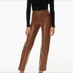 Aritzia Wilfred Melina Pant Size 2 Short Color: Cognac Nwt Leather Brown Pants, Wilfred Melina Pant, Flare Black Pants, Melina Pant, Brown Leather Pants, Vegan Leather Pants, Aritzia Pants, Leather Pant, Aritzia Wilfred