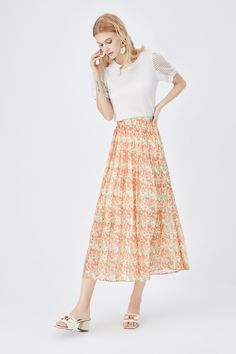 Style: Elegant,Boho & Vacation Fit: Loose Fabric: Lyocell Pattern: Floral Element: Non Dress/Skirt Length: Midi Rise: High Rise Product Type: Pleated,A Line Main Composition: Lyocell Season: Summer Summer Midi Pleated Skirt, Spring Full Flowy Maxi Skirt, Bohemian Relaxed Skirt For Day Out, Spring Flowy Pleated Maxi Skirt, Spring Flowy Full Maxi Skirt, Pleated Flared Skirt For Vacation, Bohemian Maxi Skirt For Spring Day Out, Bohemian Spring Maxi Skirt, Pleated Long Skirt For Vacation