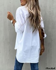 Long Sleeve Loose Blouse, Chic Type, Tie Dye Long Sleeve, Roll Up Sleeves, Loose Blouse, Pocket Design, Collar Shirts, Look Fashion, Long Sleeve Shirt