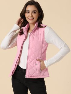 Shop Allegra K for stand collar lightweight gilet quilted zipper vest you are looking for, get more women's vests for yourelf. Order now! Free Returns! Quilted Sleeveless Winter Vest, Womens Tailored Suit, Zipper Vest, Womens Puffer Vest, Fall Wear, High Neck Sweater, Womens Crewneck, Vest Fashion, Body Warmer