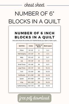 the number of 6 blocks in a quilt is shown with text overlaying it