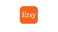 an orange square with the word etsy written in white on it's side