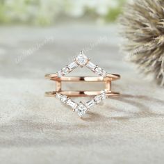 Unique Square Cut Moissanite Wedding Band Rose Gold Baguette Cut Ring Enhancer Moissanite Double Curved Wedding Band Rings For Women Gifts Before we start making, we'll make a CAD drawing of your engagement ring and adjust the curvature of the enhancer wedding band to make it fit better, just like the last CAD picture in the link. So don't worry about the rings not matching. 😊 ◆RING DETAILS: ❃Wedding Band: Stone: Moissanite Shape: Round Cut and Square Cut and Square Cut  Weight: 0.428ct Clarity Wedding Bands For Square Engagement Ring, Wedding Band For Square Engagement Ring, Baguette Cut Ring, Wedding Band Rings, Square Engagement Rings, Enhancer Wedding Band, Ring Enhancer, Moissanite Wedding Band, Full Eternity Ring