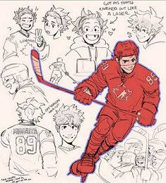 a drawing of an ice hockey player