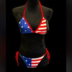 Brand New Sexy 2 Piece Bikini Swimsuit American Flag Usa . 4th Of July Triangle Top Swimwear For Pool, Fitted Triangle Top Swimwear For 4th Of July, 4th Of July Triangle Top Swimwear, 4th Of July Poolside Triangle Top Swimwear, Flag Print Triangle Top Swimwear For Poolside, Triangle Top Flag Print Swimwear For Poolside, Flag Print Triangle Top Swimwear For Beach, Fitted Blue Swimwear With Flag Print, Fitted Swimwear For Poolside, 4th Of July