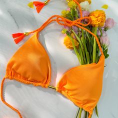 Material: This Bikini Set is made of 80% Nylon 20% Spandex. Size: S, M, L *We recommend taking measurements before ordering. Different brands use different size charts, if you want our items to fit perfectly, please check the size chart below. Thank you. This bikini set is *Lined Wireless Bra*Padded Bra,removable*Adjustable Panties The position of cups can be movable,perfectly fit your breast. Cloth length of cups : around 15cm (6in) Occasion: This one is a perfect choice for Summer Vacay, Honey Orange Nylon Swimwear For Vacation, Orange Triangle Top Swimwear, Solid Color T-back Swimwear With Boning, Orange Nylon Swimwear, Orange Triangle Top Swimwear In Nylon, Nylon Swimwear With Boning For Beach, Beach Swimwear With Boning In Nylon, Stretch Swimwear With Boning For Vacation, Orange Nylon Triangle Top Swimwear