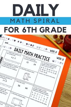 the daily math spiral for 6th grade with text overlay