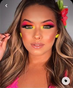 Hawaiian Make Up Look, Tropical Makeup Look Hawaii, Luau Makeup, Nails Beauty And The Beast, Tropical Makeup Look