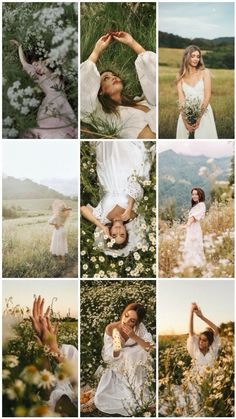 a collage of photos with people in the middle and flowers all around them, including one woman holding her hands up