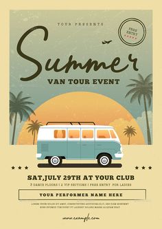 a flyer for a summer van tour event