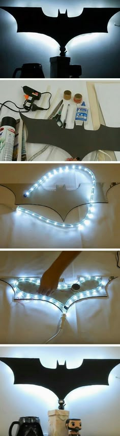 three different angles of the bat light up