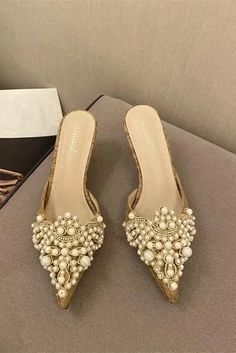 Hoof Heels, Shoes Elegant, Basic Heels, Butterfly Knot, Strung Beads, Heel Slippers, Casual Slippers, Shoe Covers, Heel Type