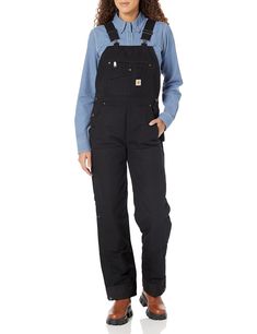 PRICES MAY VARY. 12-Ounce, 100% cotton ring-spun duck Adjustable front-elastic suspenders with webbing slider on straps Bib pocket style holds ele ctronics securely Stretch side panels for increased range of motion and comfort Ledge pockets Steam iron shell only Carhartt Bibs, Carhartt Overalls, Carhartt Womens, Bib Overalls, Steam Iron, Fleece Joggers, Side Panels, Costume Design, Suspenders