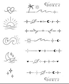 an image of tattoos with different designs on them