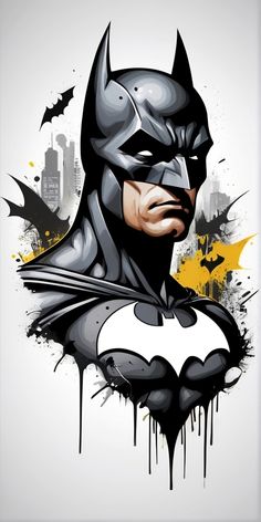 the batman character is painted in black and yellow